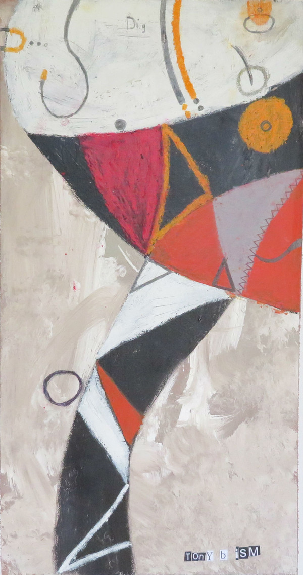 I'm Diggin the Music - Mixed Media on Unstretched Canvas, 8 1/2 x 16"