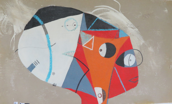 Cross Eyed - Mixed Media on Unstretched Canvas, 17 x 11"