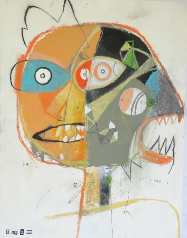 Oi Oi - Mixed Media on Unstretched Canvas, 14 1/2 x 19"