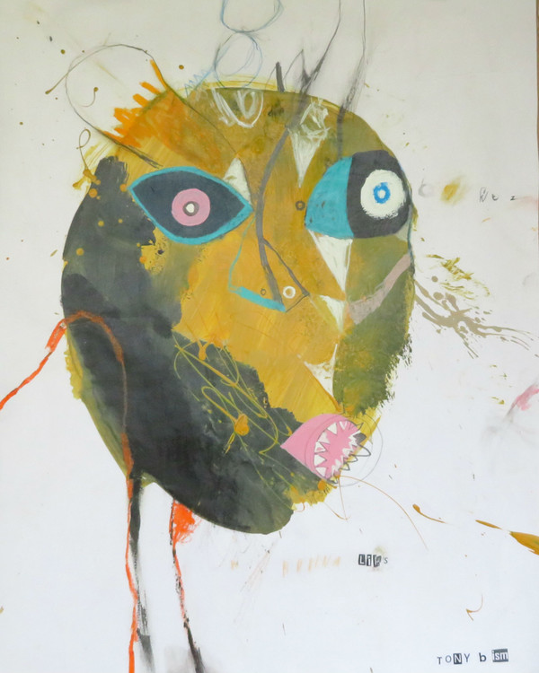 Pink Lips - Mixed Media on Paper, 15 x 19"