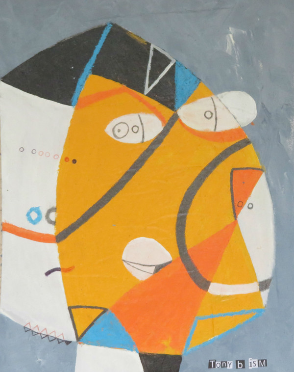 Wise Guy - Mixed Media on Unstretched Canvas, 10 x 13"