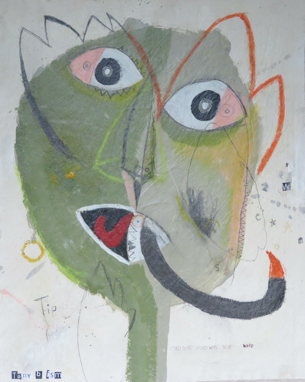 Word Speak - Mixed Media on Unstretched Canvas, 14 x 17"