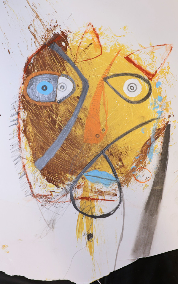 A Person Of Intrigue - Mixed Media on Heavy Paper, 10 x 15 1/2"