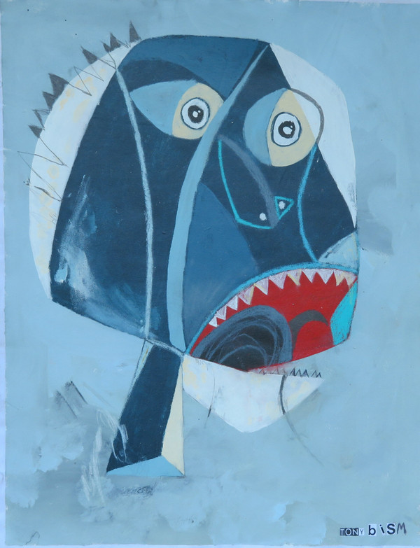 Angry Man, The - Mixed Media on Unstretched Canvas, 18 1/2 x 24"