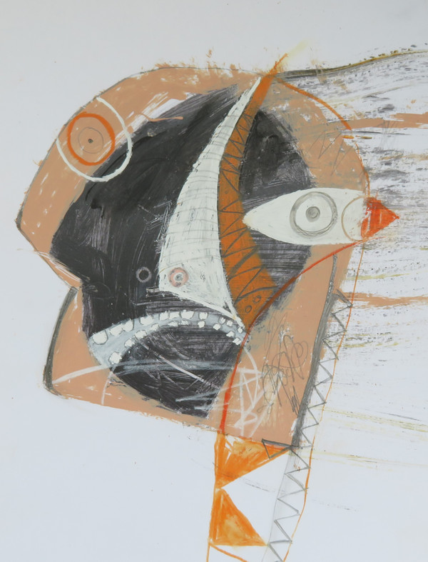 Frantic Man - Mixed Media on Heavy Cardstock, 10 x 13"