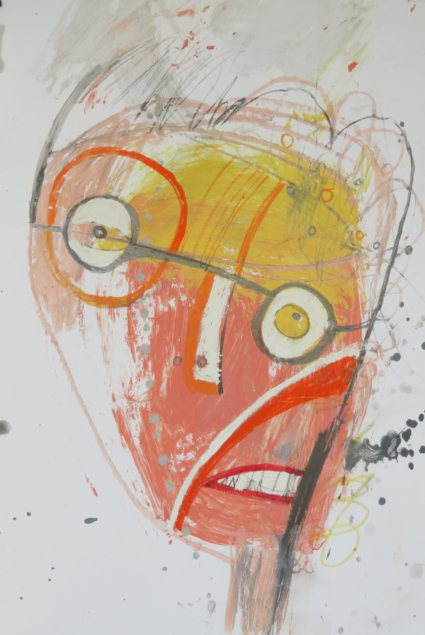 He Could See Clearly Now - Mixed Media on Heavy Cardstock, 9 3/4 x 14"