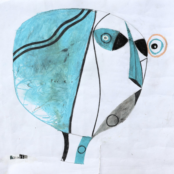 He Talked of Peace - Mixed Media on Paper, 13 3/4 x 13 3/4"