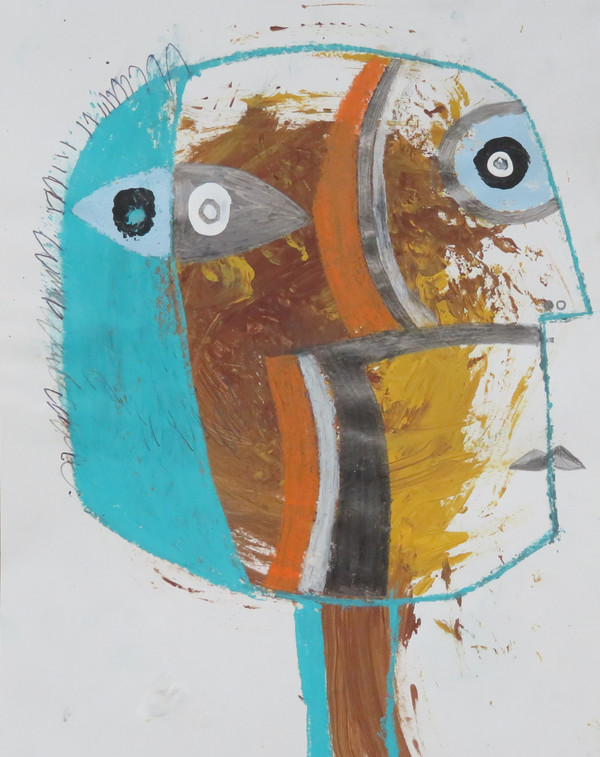 He Was Soft Spoken - Mixed Media on Paper, 8 1/2 x 11"