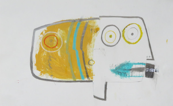 Hello - Mixed Media on Paper, 17 x 11"