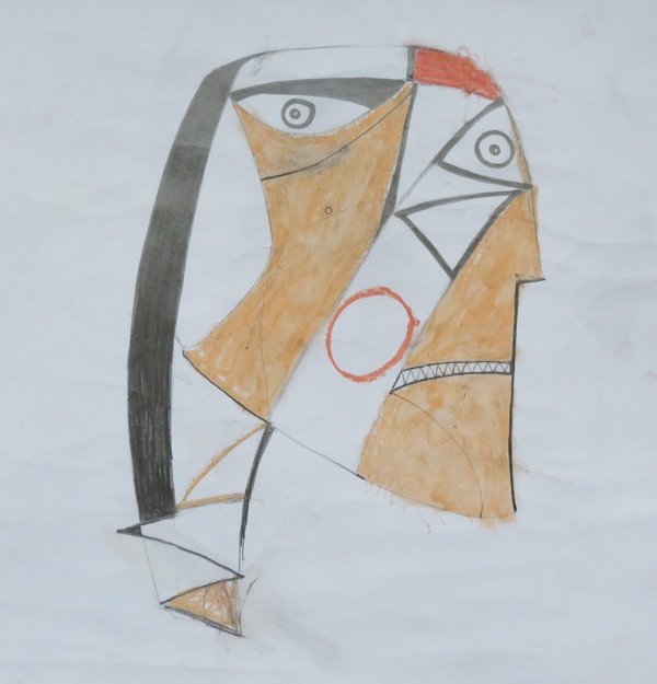 His Conscience Never Wavered - Mixed Media on Paper, 13 x 13 1/2"