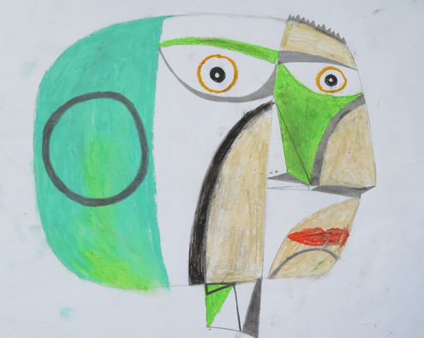 His Thoughts Were Somewhere Else - Mixed Media on Paper, 13 3/4 x 11 1/4"