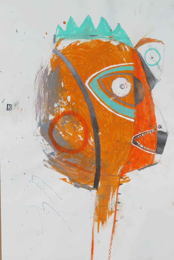 King Poop - Mixed Media on Paper, 11 x 17"