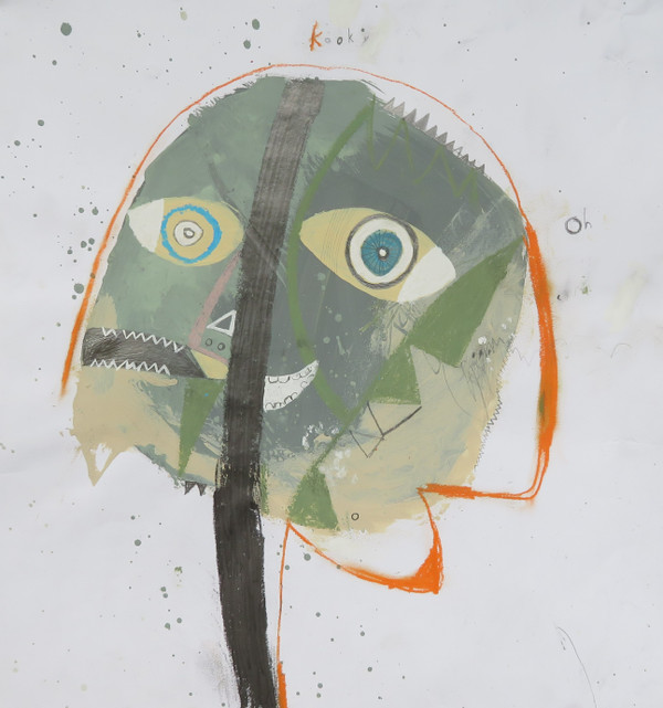 Kooky #2 - Mixed Media on Paper, 15 x 15"