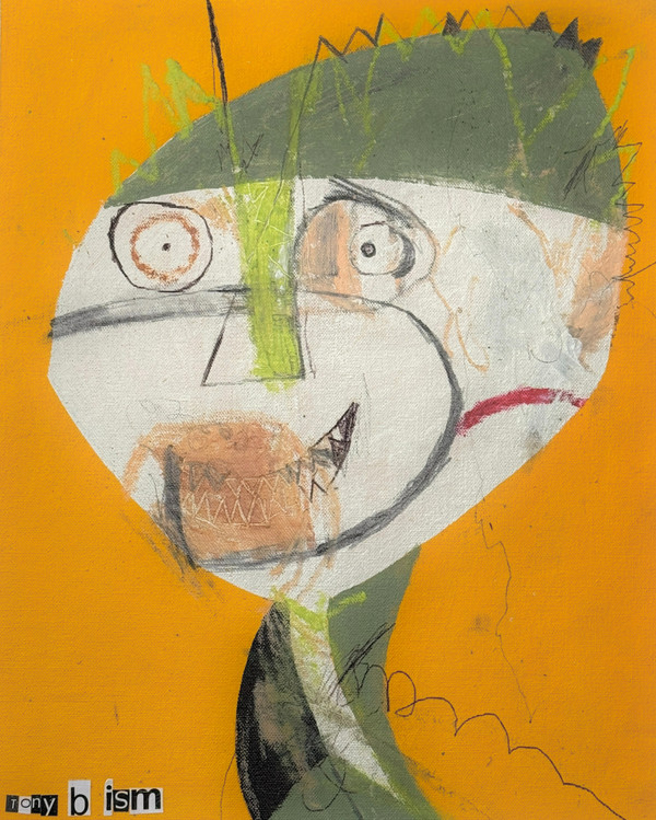 A Little Off - Mixed Media on Unstretched Canvas, 12 x 15"