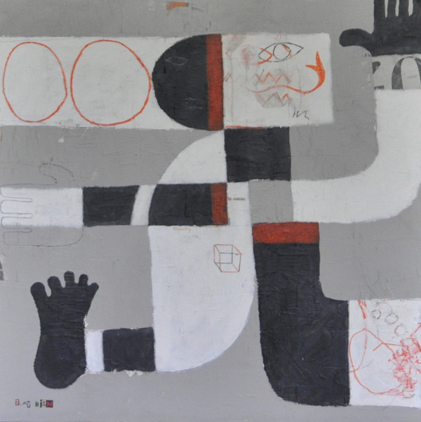 Acrylic and Charcoal Pencil on Canvas.  Unframed.  24 x 24"