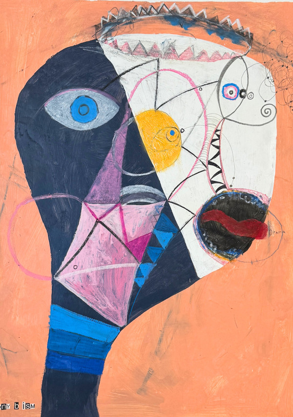 Drama Queen - Mixed Media on Paper, 15 3/4 x 22"