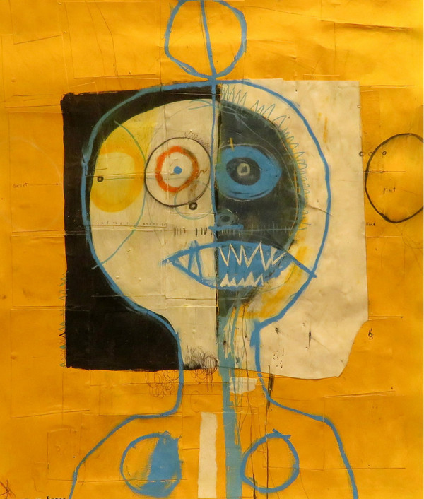 Meat Head #1 - Mixed Media on Paper, 19 5/8 x 21 3/4"
