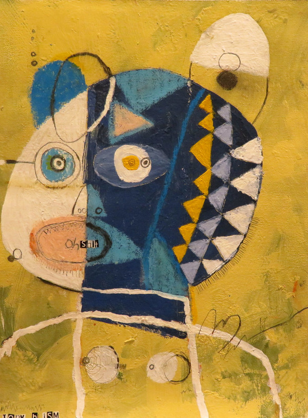 Oh Shit - Mixed Media on Unstretched Canvas, 10 x 13 1/4"