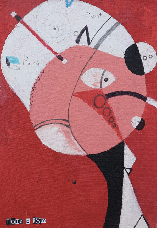 Distant Man, The - Mixed Media on Unstretched Canvas, 8 x 11 3/4"