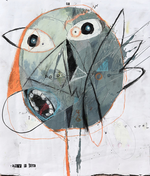 I Feel Your Pain - Mixed Media on Paper, 15 x 17 "