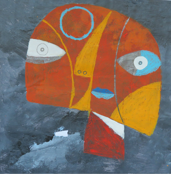 Audrey - Mixed Media on Paper, 14 1/8 x 14 1/4"