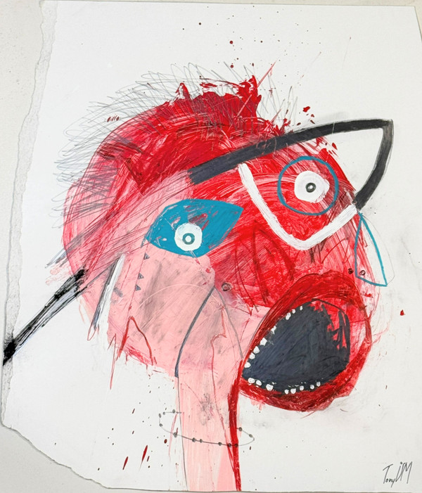 Big Lips - Mixed Media on Heavy Paper, 13 1/2 x 16"