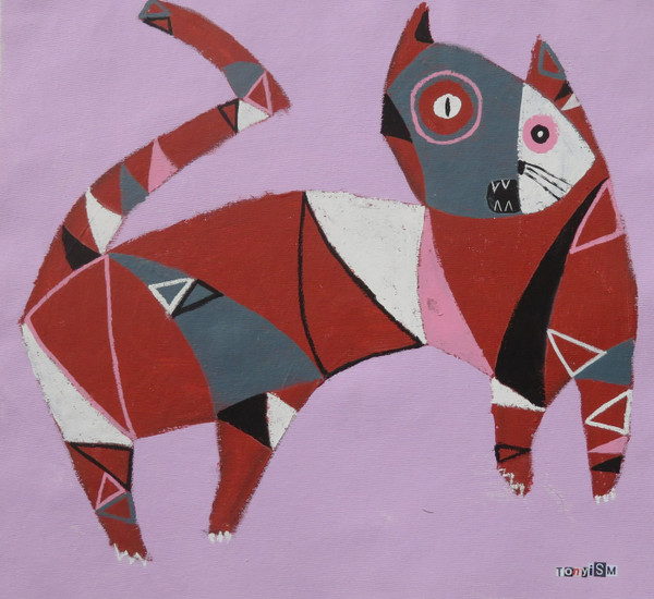 Feline Fatale - Series 81
Acrylic on Unstretched Canvas
16 1/2" x 15"