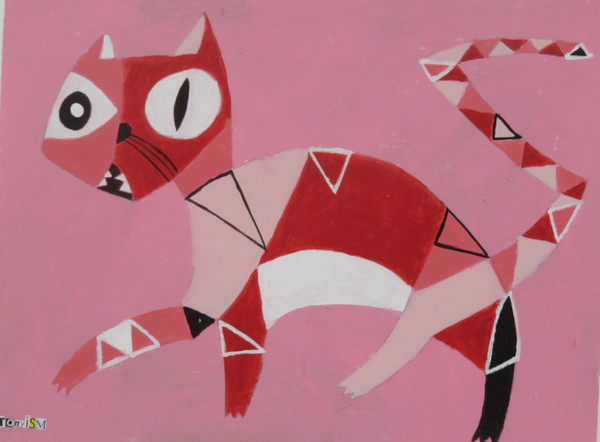 Feline Fatale - Series 105
Acrylic on Canva Paper
13 7/8" x 10 1/2"