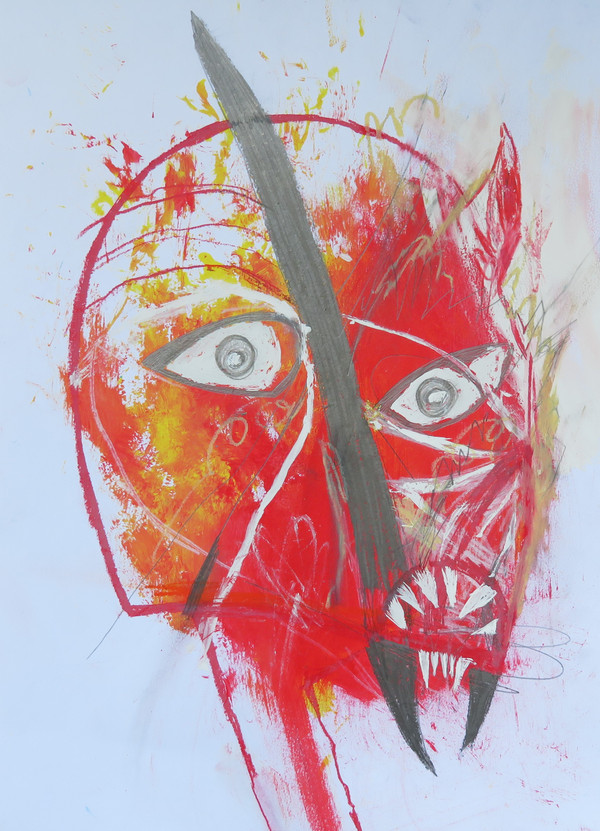 Devourer of the Past: Regret - Mixed Media on Paper, 13 x 18"