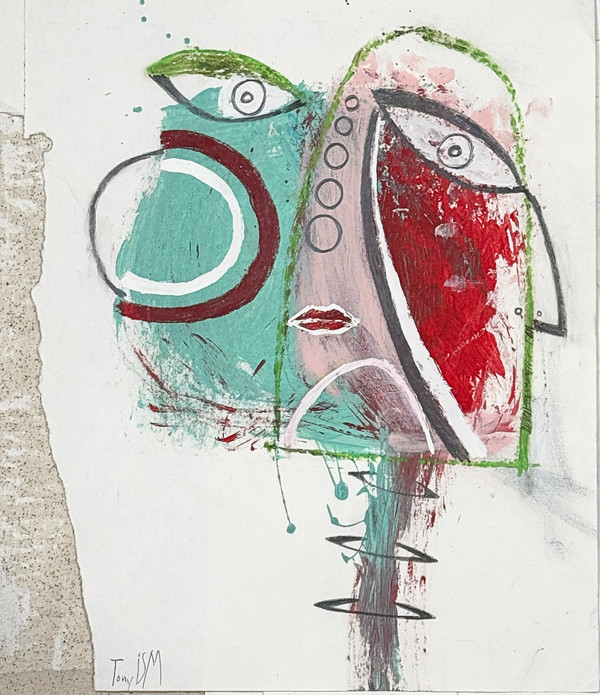 Everyone Thought She was from the Future - Mixed Media on Paper, 11 1/8 x 14"