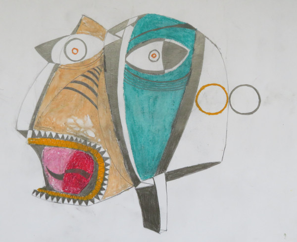 He Could Shut Them Down - Mixed Media on Paper, 14 1/4 x 11 1/2"