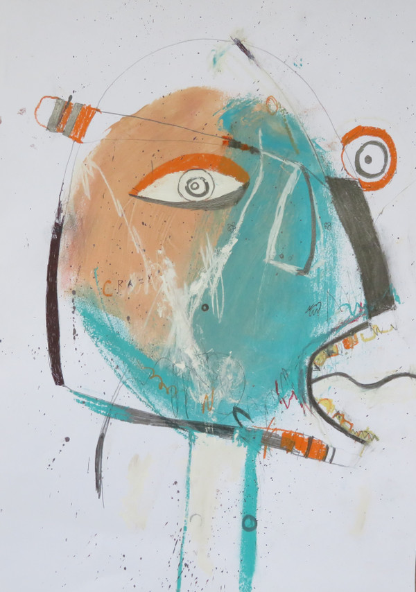 He Laughed at Death - Mixed Media on Paper, 12 3/4 x 18"