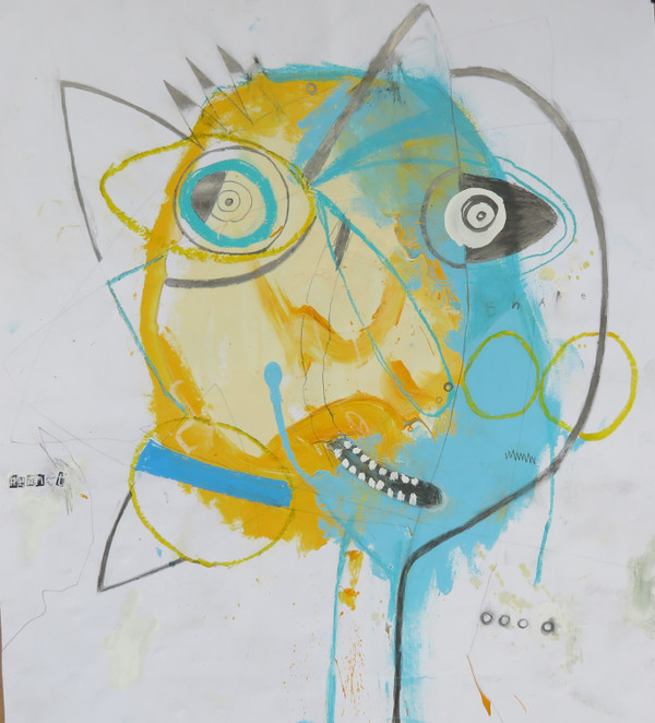 He Said He Was from Another World…But He Lived Two Houses Down - Mixed Media on Paper, 16 x 18"