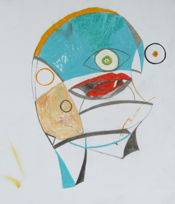 He Was Confounded - Mixed Media on Paper, 12 x 13 3/4"