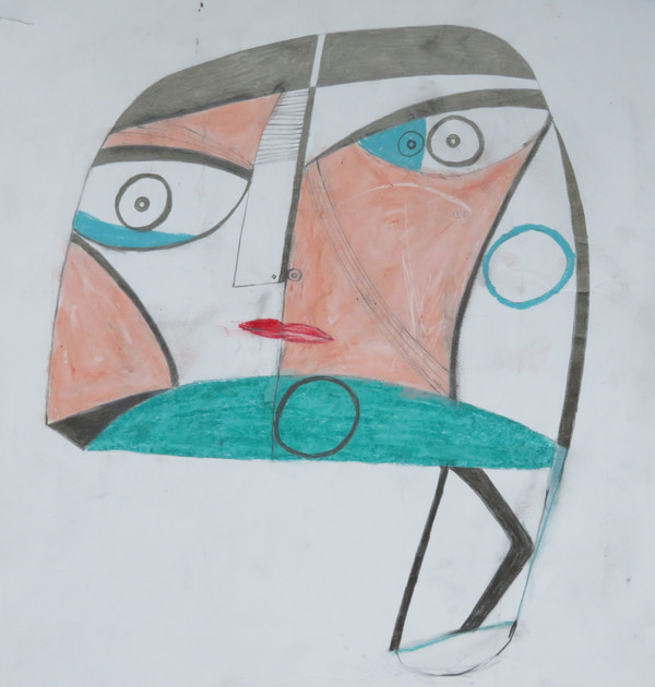 He Was Never in Doubt - Mixed Media on Paper, 14 x 15"