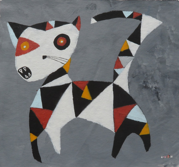 Feline Fatale - Series 175- Ferocious Feline (Two in One - Side One) 
Acrylic on Unstretched Canvas / Print
14 1/2 x 16"