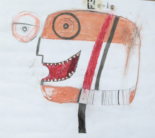 Kooky #1 - Mixed Media on Paper, 12 x 9 5/8"