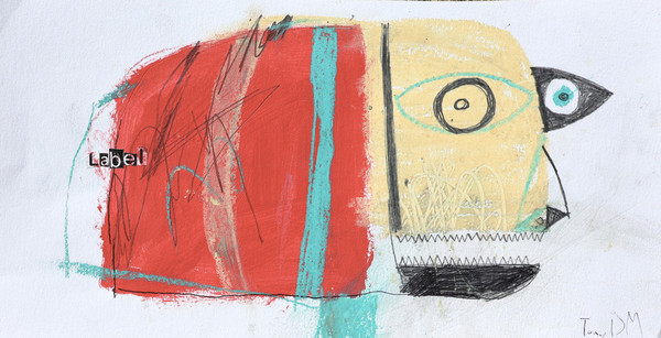 Label - Mixed Media on Paper, 10 7/8 x 5 3/4"