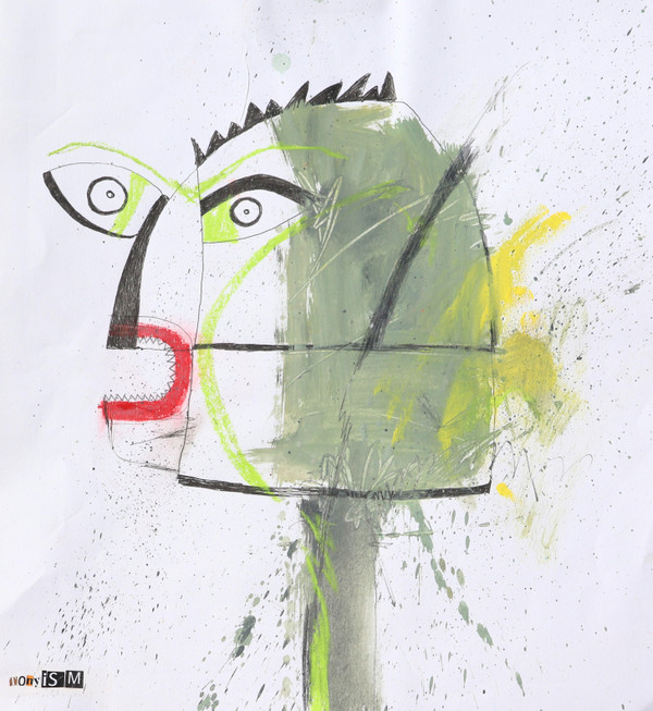 Determination was Evident, The - Mixed Media on Paper, 13 x 14"