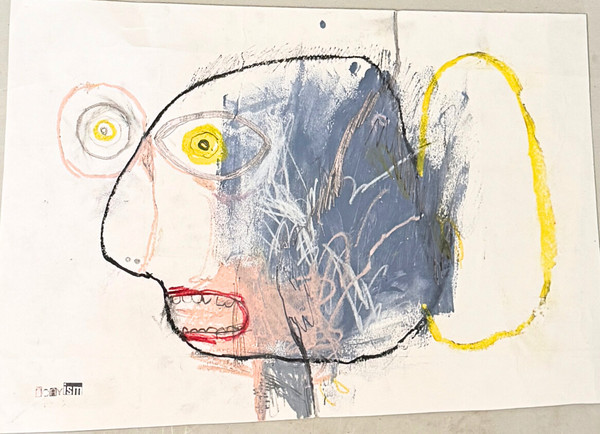 Before That Cup of Joe - Mixed Media on an irregular shaped cut on Paper.