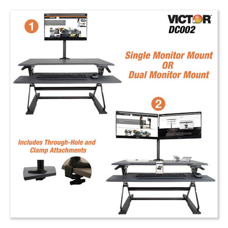 Single/dual Arm Mount System For 23" Monitors, 180 Deg; 225 Deg Rotation, 45 Deg Tilt, 360 Deg Pan, Black, Supports 15 Lb