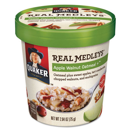 Real Medleys Oatmeal, Apple Walnut Oatmeal+, 2.64 Oz Cup, 12/carton