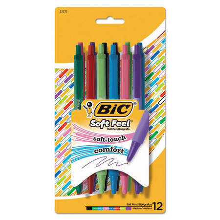 Soft Feel Ballpoint Pen, Retractable, Medium 1 Mm, Assorted Ink And Barrel Colors, Dozen