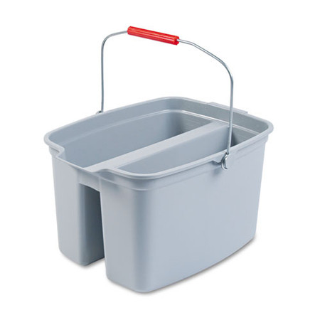 19 Quart Double Utility Pail, 18 X 14 1/2 X 10, Gray Plastic