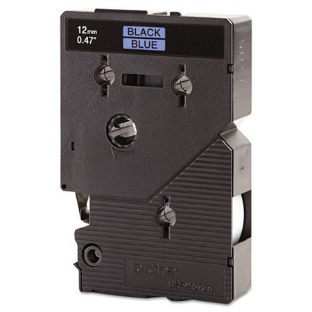 Tc Tape Cartridge For P-touch Labelers, 0.47" X 25.2 Ft, Black On Blue