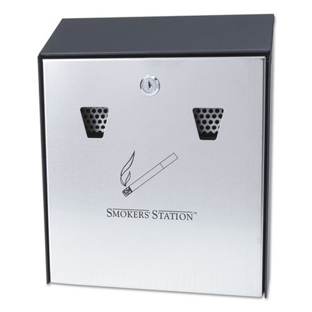 Smokers' Station Wall Mounted Receptacle, 10w X 3d X 12.5h, Black