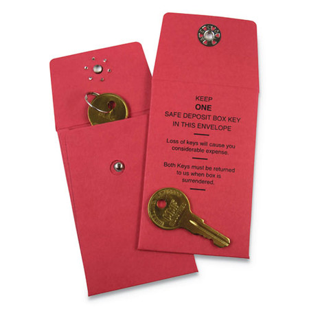 Snap-lock Vault Key Envelopes, 2.25" X 3.5", Red, 250/box