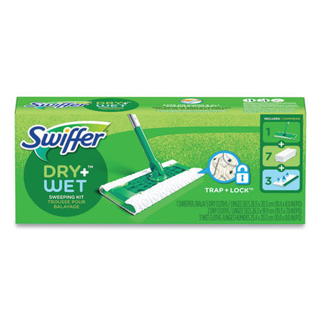 Sweeper Mop, 10 X 4.8 White Cloth Head, 46" Green/silver Aluminum/plastic Handle, 6/carton