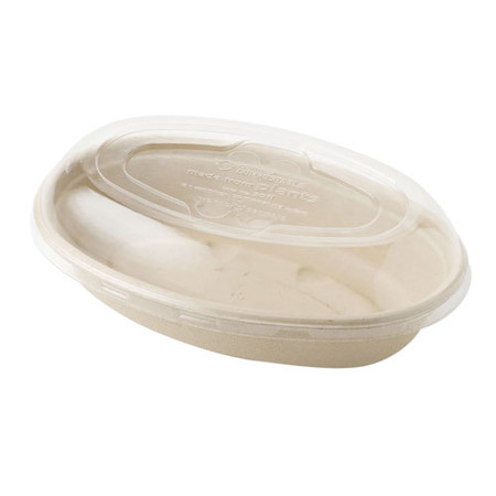 Pla Lids For Fiber Burrito Bowls, 8" Diameter, Clear, 400/carton
