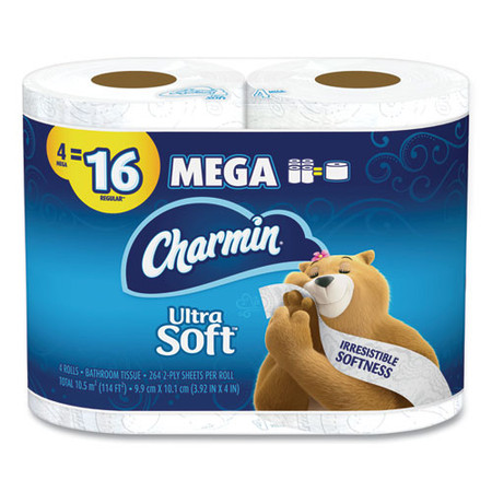 Ultra Soft Bathroom Tissue, Septic Safe, 2-ply, White, 4 X 3.92, 264 Sheets/roll, 4 Rolls/pack